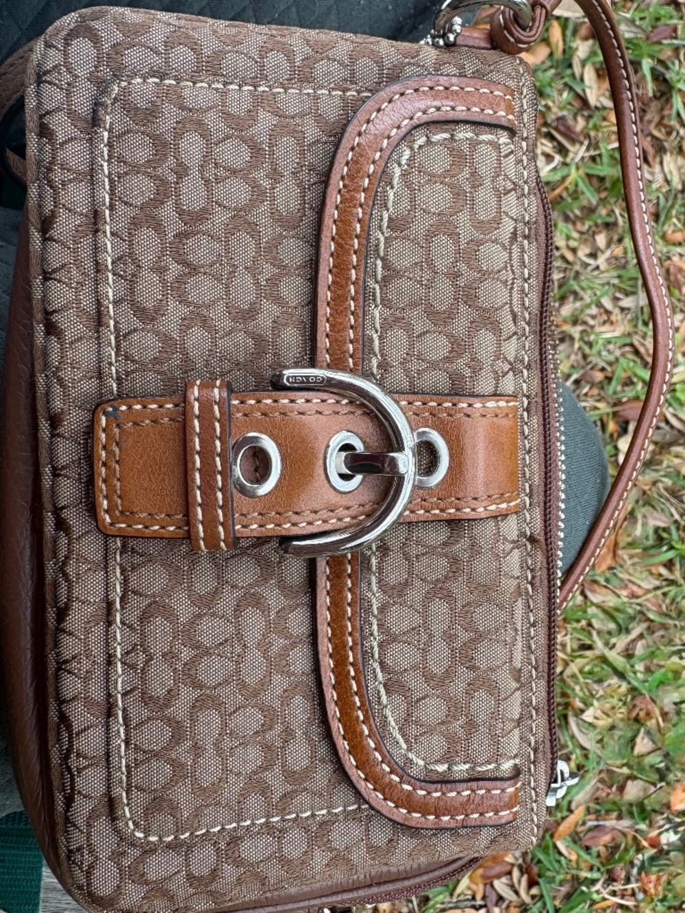 Coach Jacquard Buckle Clutch handbag